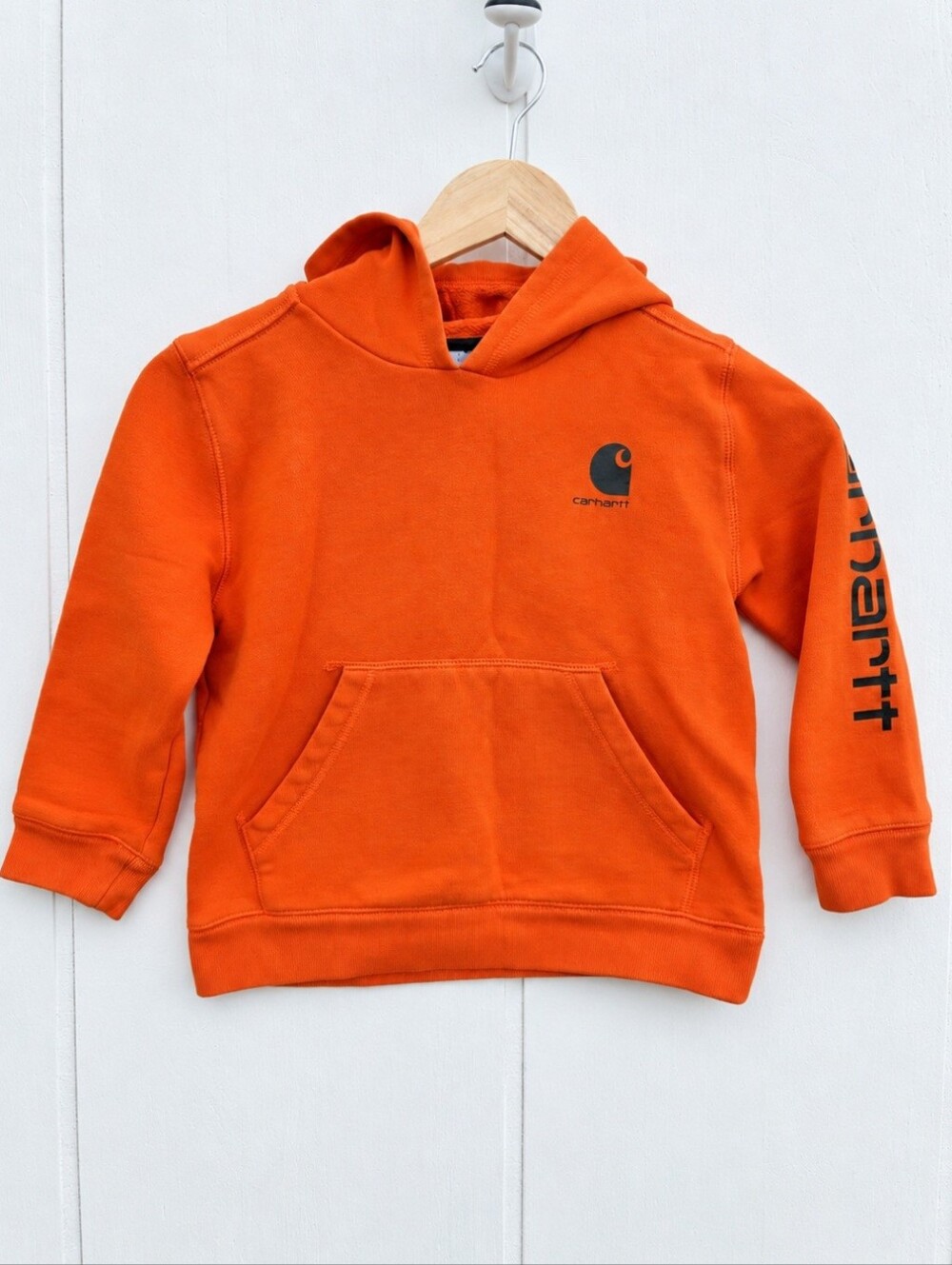 Carhartt Youth Unisex Graphic Hoodie Sweatshirt Orange Size 6